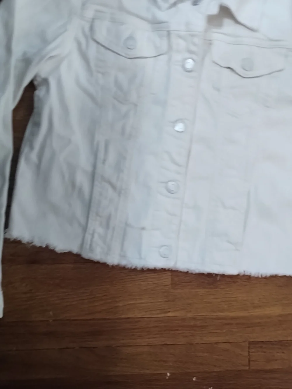 SO White Cropped Denim Jacket with Button Front